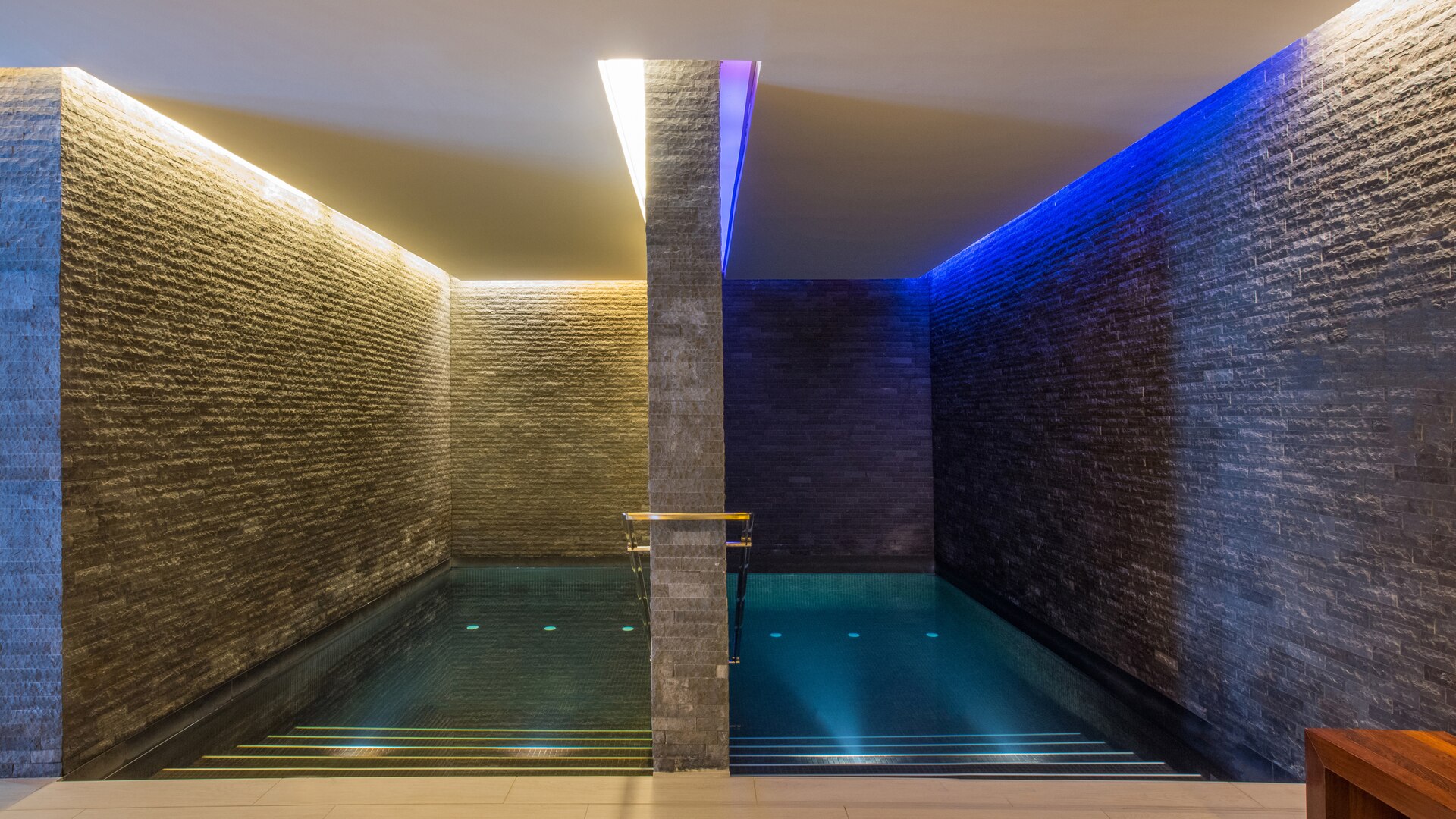 a blue pool of water