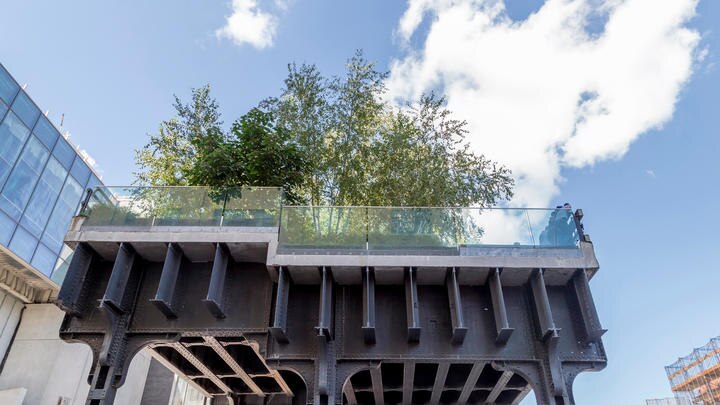 a bench sits in front of a building