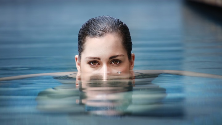 a man swimming in the water