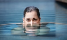 a man swimming in the water