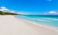 a sandy beach next to the ocean