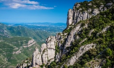 a rocky mountain with trees in the background