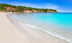 una playa de arena junto a un cuerpo de agua