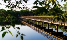 a long bridge over a body of water