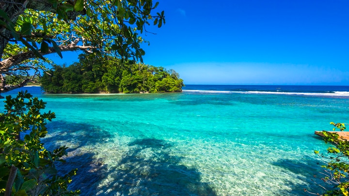 a blue pool of water