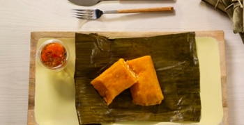 a piece of bread on a cutting board