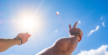 a person flying a kite