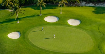 Ein Golfplatz mit Bäumen