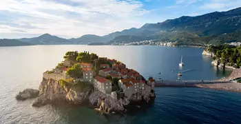 a city on a rocky island